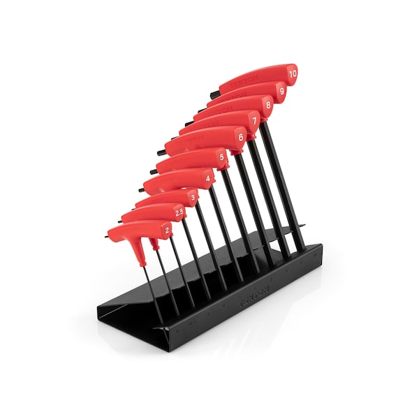 Ball End Hex T-Handle Key Set with Stand, 10-Piece (2-10 mm)